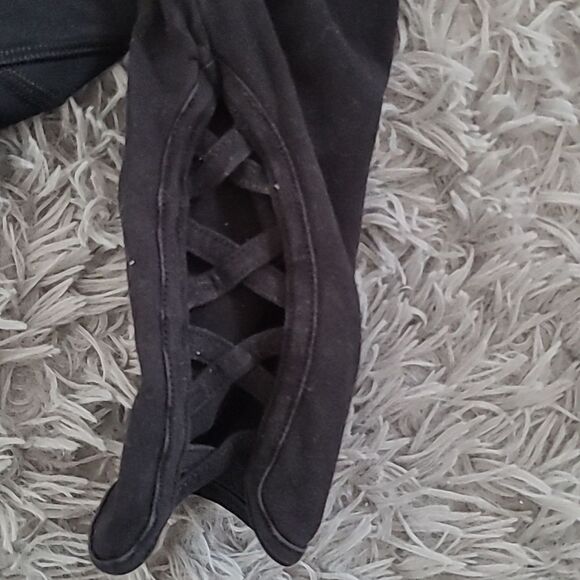 Forever 21 Black Crop Length Black Legging Bundle Crisscross Pocket High Waist - Picture 4 of 6